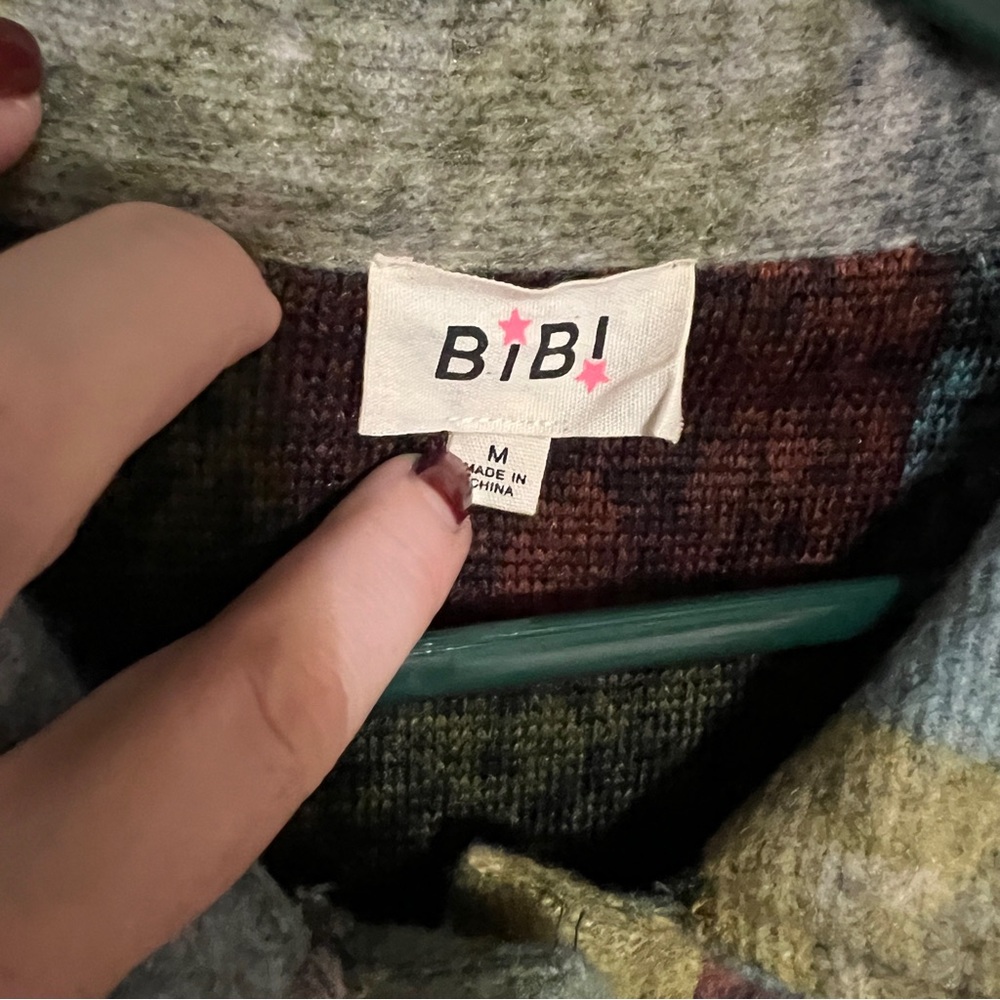 BiBi Multicolor Plaid Utility Jacket M - Picture 3 of 6